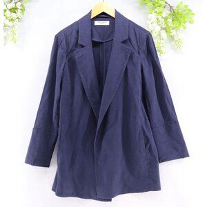 M.M. Lafleur Women's Imogen Belted Stretch Linen Jacket Blueberry Navy Sz S